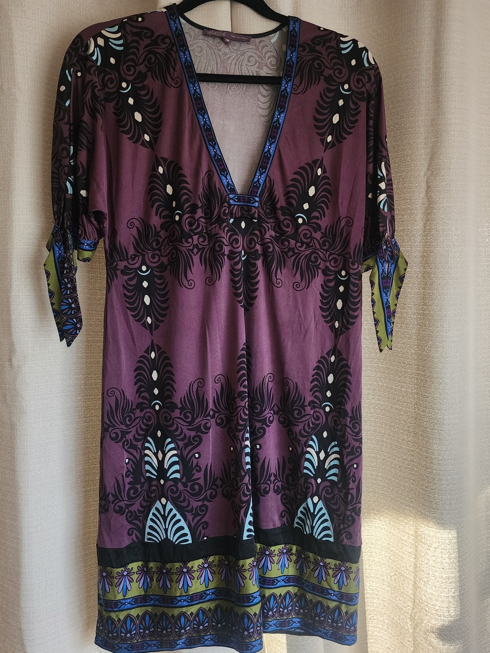 Purple Patterned V-Neck Women’s Tunic Top